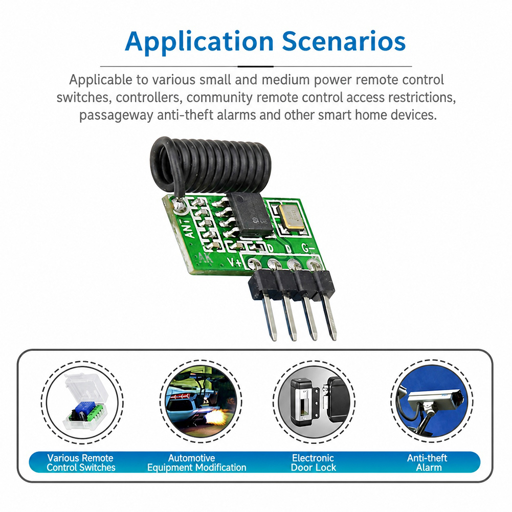Arduino Kit - 315MHz/433MHz Süperheterodin RF Alıcı Modülü 3.3V-5.5V