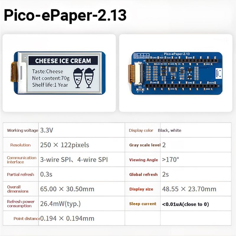 B68A Raspberry Pi Pico E-Ink 2 - Pi Display incelemesi ve fiyatı